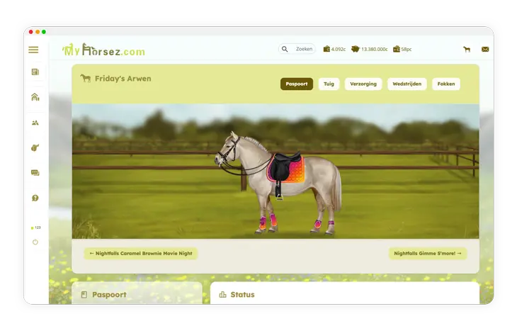 Fjordenpaard (Fjord) met kleurrijk setje op online paardengame My Horsez